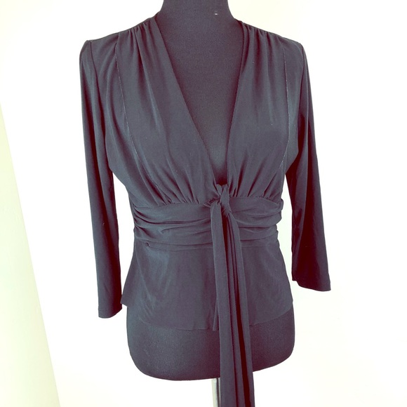 JFB Tops - JFB🌹CHIC Belted Long Sleeve Black 3/4 Sleeve Top